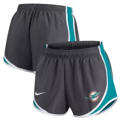 Women's Nike Charcoal Miami Dolphins Logo Performance Tempo Shorts