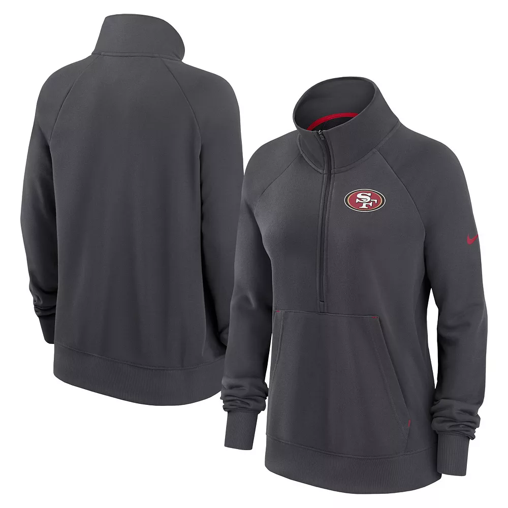 Women's Nike Charcoal San Francisco 49ers Premium Raglan Performance Half-Zip Sweatshirt 1 Women's Nike Charcoal San Francisco 49ers Premium Raglan Performance Half-Zip Sweatshirt