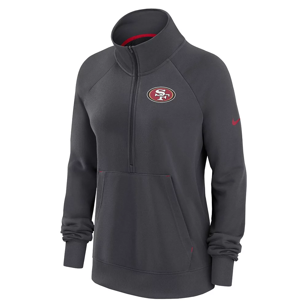 Women's Nike Charcoal San Francisco 49ers Premium Raglan Performance Half-Zip Sweatshirt 3 Women's Nike Charcoal San Francisco 49ers Premium Raglan Performance Half-Zip Sweatshirt - Image 3