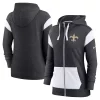 Women's Nike Heathered Black/White New Orleans Saints Plus Size Monaco Full-Zip Hoodie