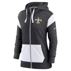 Women's Nike Heathered Black/White New Orleans Saints Plus Size Monaco Full-Zip Hoodie -Nike Clothing store 6029425 ALT2