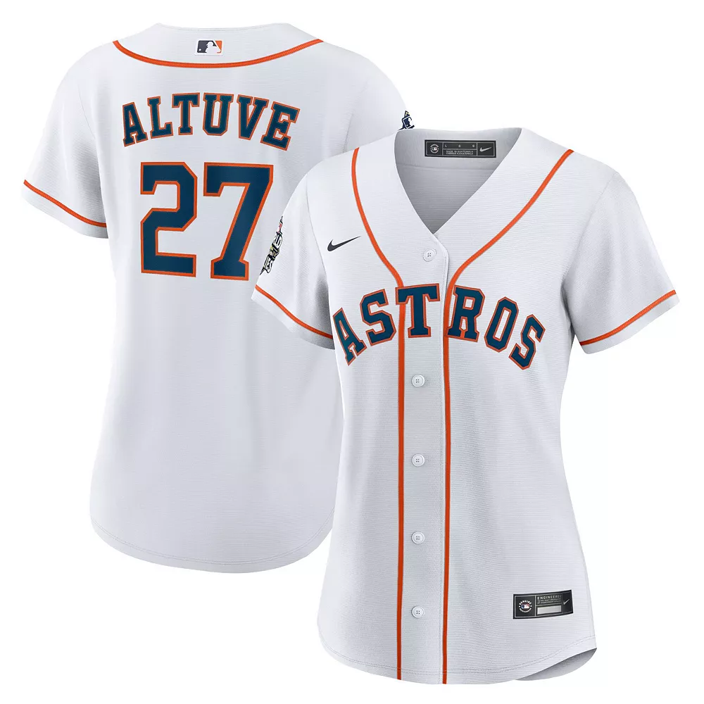 Women's Nike Jose Altuve White Houston Astros 2022 World Series Home Replica Player Jersey 1 Women's Nike Jose Altuve White Houston Astros 2022 World Series Home Replica Player Jersey