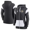 Women's Nike Heathered Black/White New Orleans Saints Monaco Full-Zip Hoodie