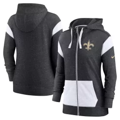 Women's Nike Heathered Black/White New Orleans Saints Monaco Full-Zip Hoodie
