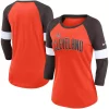 Women's Nike Cleveland Browns Heathered Orange/Brown Football Pride Slub 3/4 Raglan Sleeve T-Shirt
