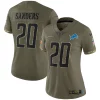 Women's Nike Barry Sanders Olive Detroit Lions 2022 Salute To Service Retired Player Limited Jersey