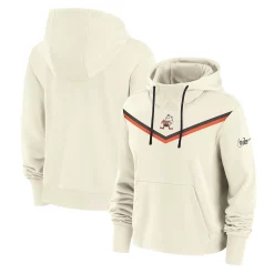 Women's Nike Cream Cleveland Browns Historic Performance Pullover Hoodie