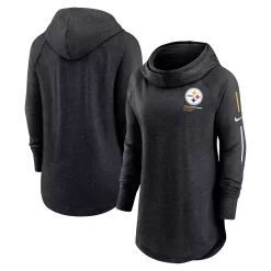 Women's Nike Black Pittsburgh Steelers Minimal Statement Raglan Funnel Neck Pullover Hoodie