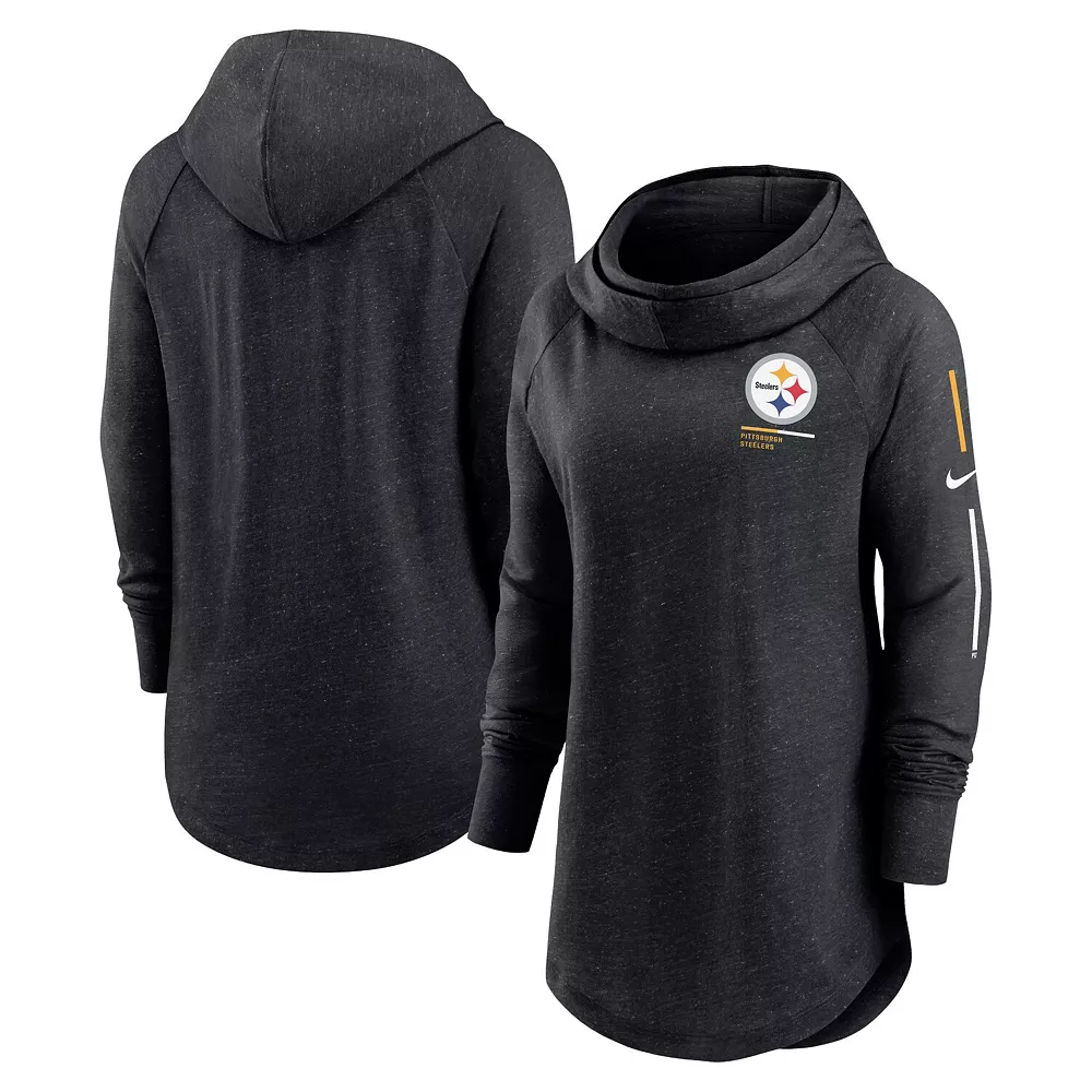 Women's Nike Black Pittsburgh Steelers Minimal Statement Raglan Funnel Neck Pullover Hoodie 1 Women's Nike Black Pittsburgh Steelers Minimal Statement Raglan Funnel Neck Pullover Hoodie