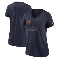 Women's Nike Heathered Navy Chicago Bears Lock Up Tri-Blend V-Neck T-Shirt