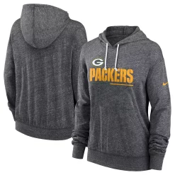 Women's Nike Heathered Charcoal Green Bay Packers Team Spirit Gym Vintage Pullover Hoodie