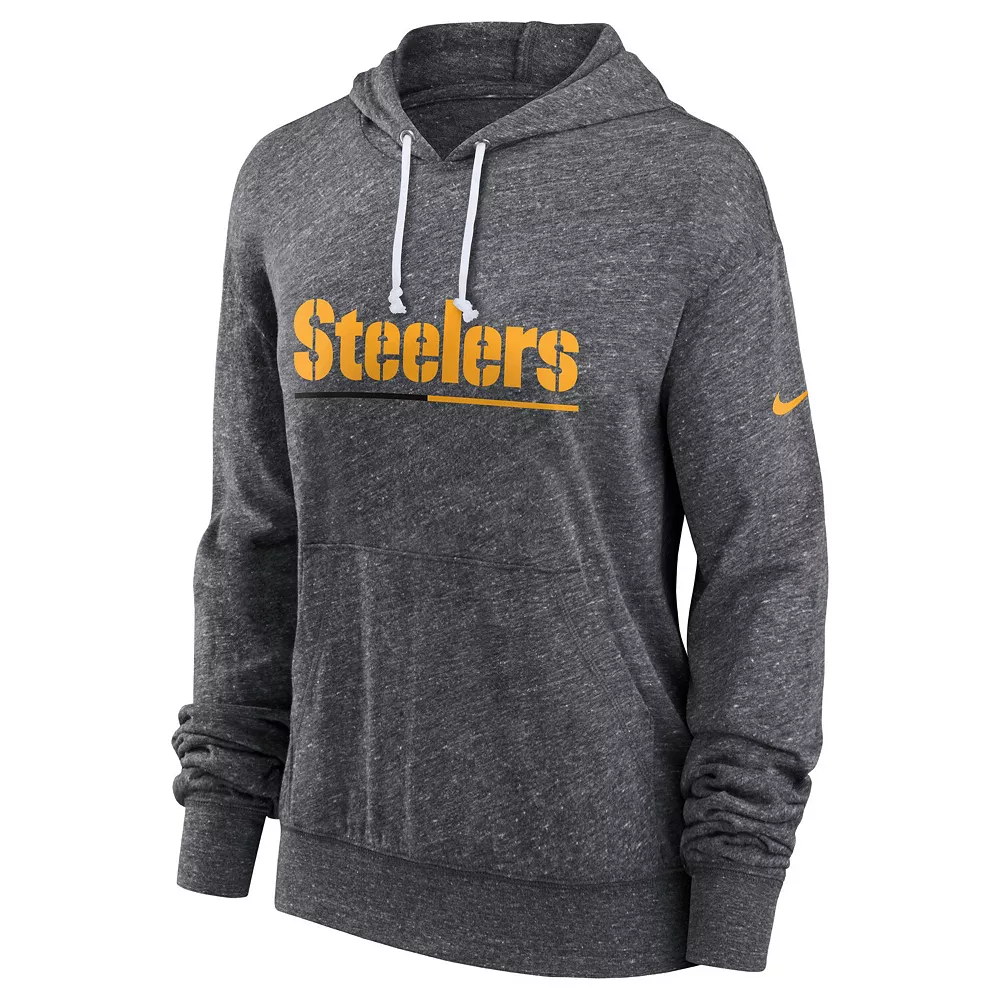 Women's Nike Heathered Charcoal Pittsburgh Steelers Team Spirit Gym Vintage Pullover Hoodie 3 Women's Nike Heathered Charcoal Pittsburgh Steelers Team Spirit Gym Vintage Pullover Hoodie - Image 3