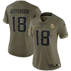 Women's Nike Justin Jefferson Olive Justin Jefferson 2022 Salute To Service Limited Jersey