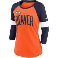 Women's Nike Denver Broncos Heathered Orange/Heathered Navy Football Pride Slub 3/4 Raglan Sleeve T-Shirt 5 Women's Nike Denver Broncos Heathered Orange/Heathered Navy Football Pride Slub 3/4 Raglan Sleeve T-Shirt -Nike Clothing store 6159010 ALT2
