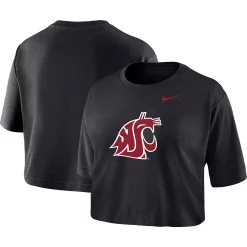 Women's Nike Black Washington State Cougars Cropped Performance T-Shirt