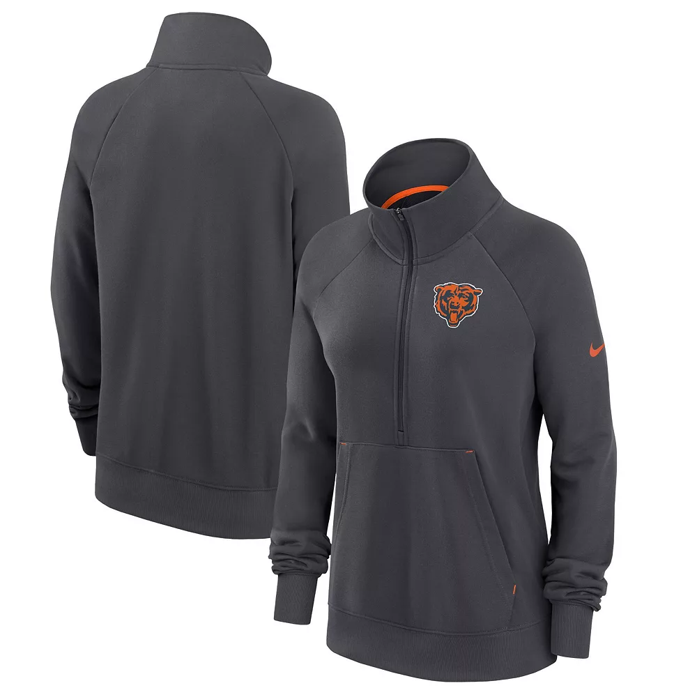 Women's Nike Charcoal Chicago Bears Premium Raglan Performance Half-Zip Sweatshirt 1 Women's Nike Charcoal Chicago Bears Premium Raglan Performance Half-Zip Sweatshirt
