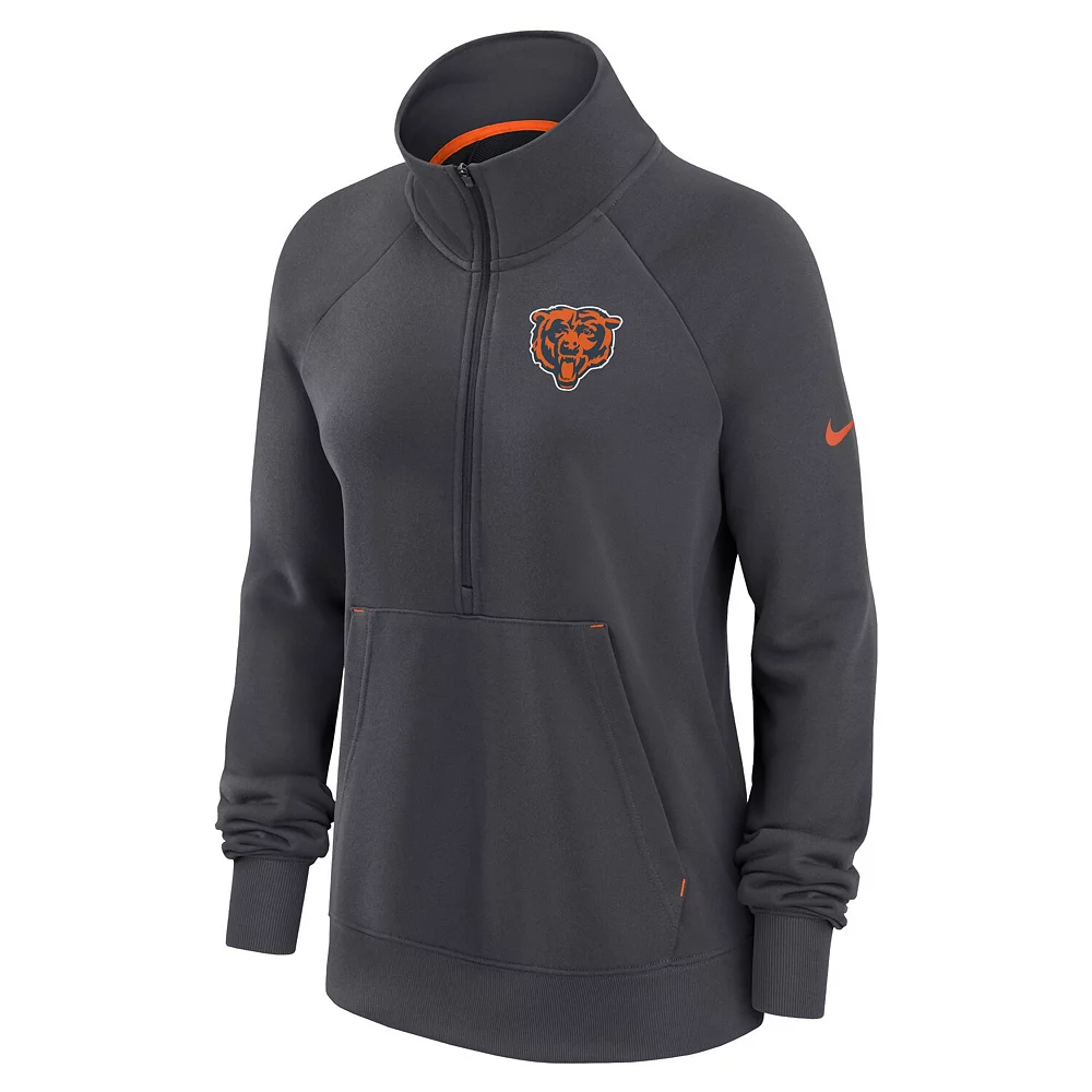 Women's Nike Charcoal Chicago Bears Premium Raglan Performance Half-Zip Sweatshirt 3 Women's Nike Charcoal Chicago Bears Premium Raglan Performance Half-Zip Sweatshirt - Image 3