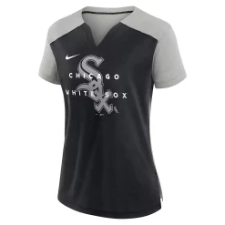 Women's Nike Silver/Black Chicago White Sox Stack Logo Exceed Boxy Performance V-Neck T-Shirt -Nike Clothing store 6164014 ALT2