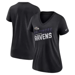 Women's Nike Black Baltimore Ravens Slant Logo Tri-Blend V-Neck T-Shirt