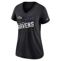 Women's Nike Black Baltimore Ravens Slant Logo Tri-Blend V-Neck T-Shirt -Nike Clothing store 6164544 ALT2