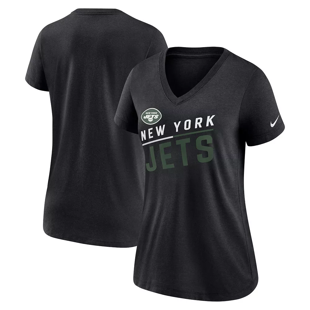 Women's Nike Black New York Jets Slant Logo Tri-Blend V-Neck T-Shirt 2 Women's Nike Black New York Jets Slant Logo Tri-Blend V-Neck T-Shirt - Image 2
