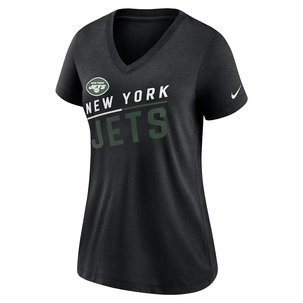 Women's Nike Black New York Jets Slant Logo Tri-Blend V-Neck T-Shirt 3 Women's Nike Black New York Jets Slant Logo Tri-Blend V-Neck T-Shirt - Image 3