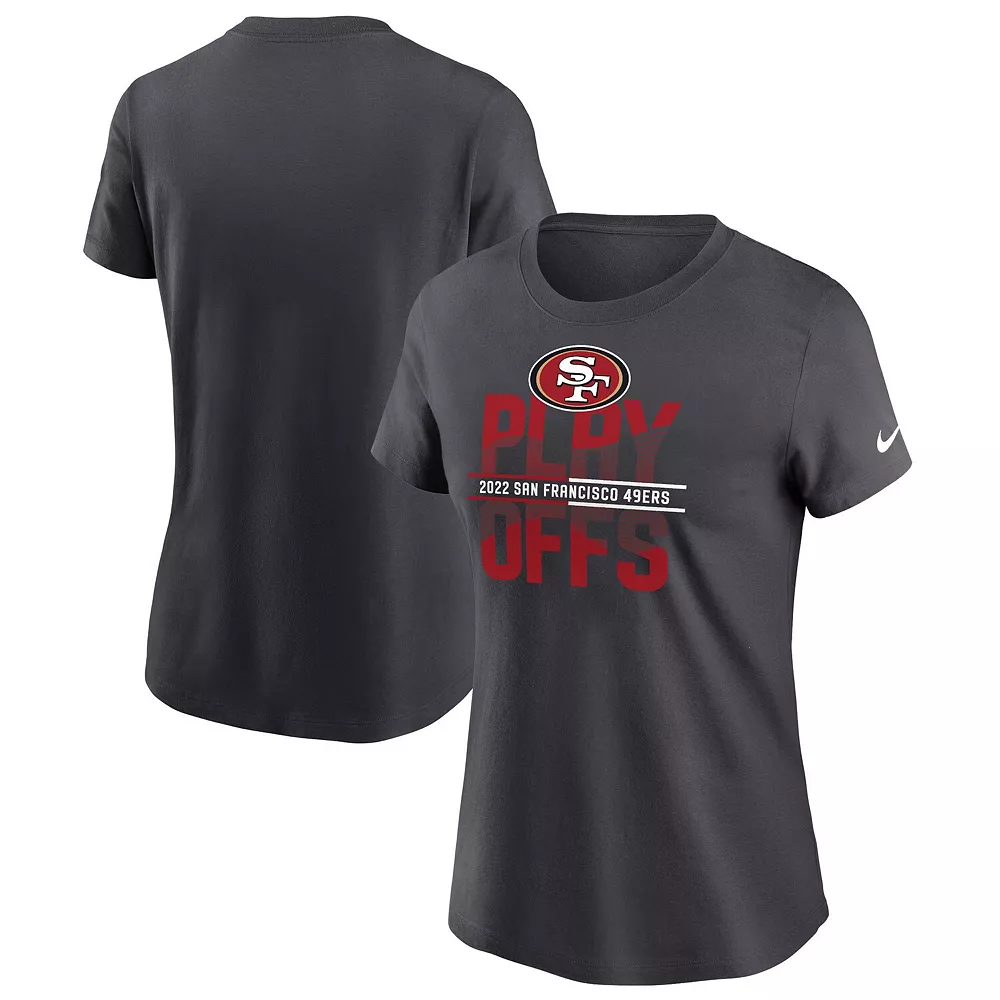 Women's Nike Anthracite San Francisco 49ers 2022 NFL Playoffs Iconic T-Shirt 1 Women's Nike Anthracite San Francisco 49ers 2022 NFL Playoffs Iconic T-Shirt