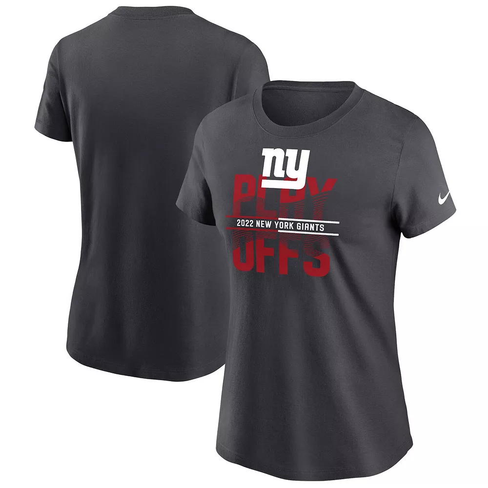 Women's Nike Anthracite New York Giants 2022 NFL Playoffs T-Shirt 1 Women's Nike Anthracite New York Giants 2022 NFL Playoffs T-Shirt