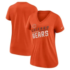 Women's Nike Orange Chicago Bears Slant Logo Tri-Blend V-Neck T-Shirt