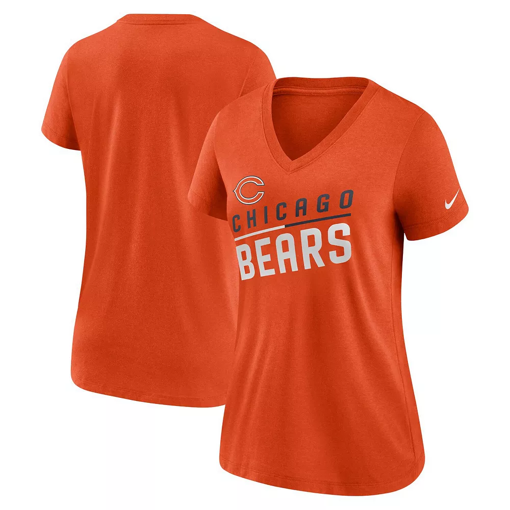 Women's Nike Orange Chicago Bears Slant Logo Tri-Blend V-Neck T-Shirt 1 Women's Nike Orange Chicago Bears Slant Logo Tri-Blend V-Neck T-Shirt