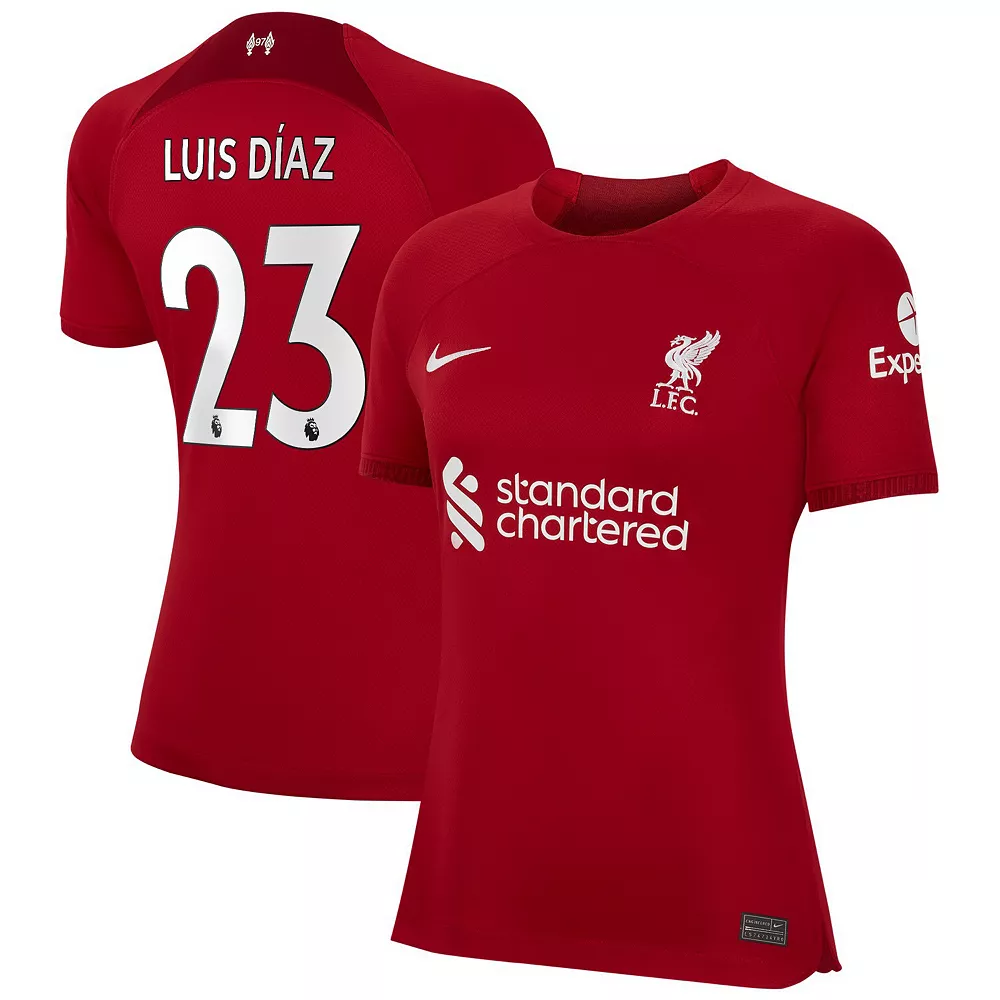 Women's Nike Luis Diaz Red Liverpool 2022/23 Home Breathe Stadium Replica Player Jersey 1 Women's Nike Luis Diaz Red Liverpool 2022/23 Home Breathe Stadium Replica Player Jersey