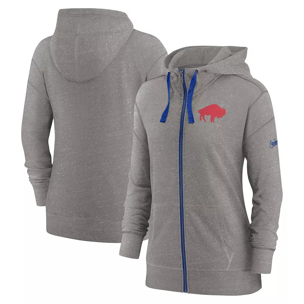 Women's Nike Heather Charcoal Buffalo Bills Gym Vintage Full-Zip Hoodie 1 Women's Nike Heather Charcoal Buffalo Bills Gym Vintage Full-Zip Hoodie