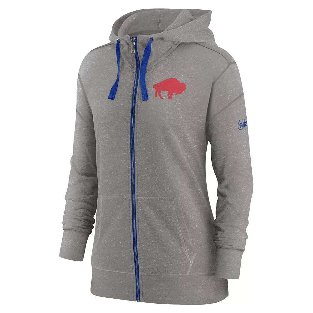 Women's Nike Heather Charcoal Buffalo Bills Gym Vintage Full-Zip Hoodie 3 Women's Nike Heather Charcoal Buffalo Bills Gym Vintage Full-Zip Hoodie - Image 3