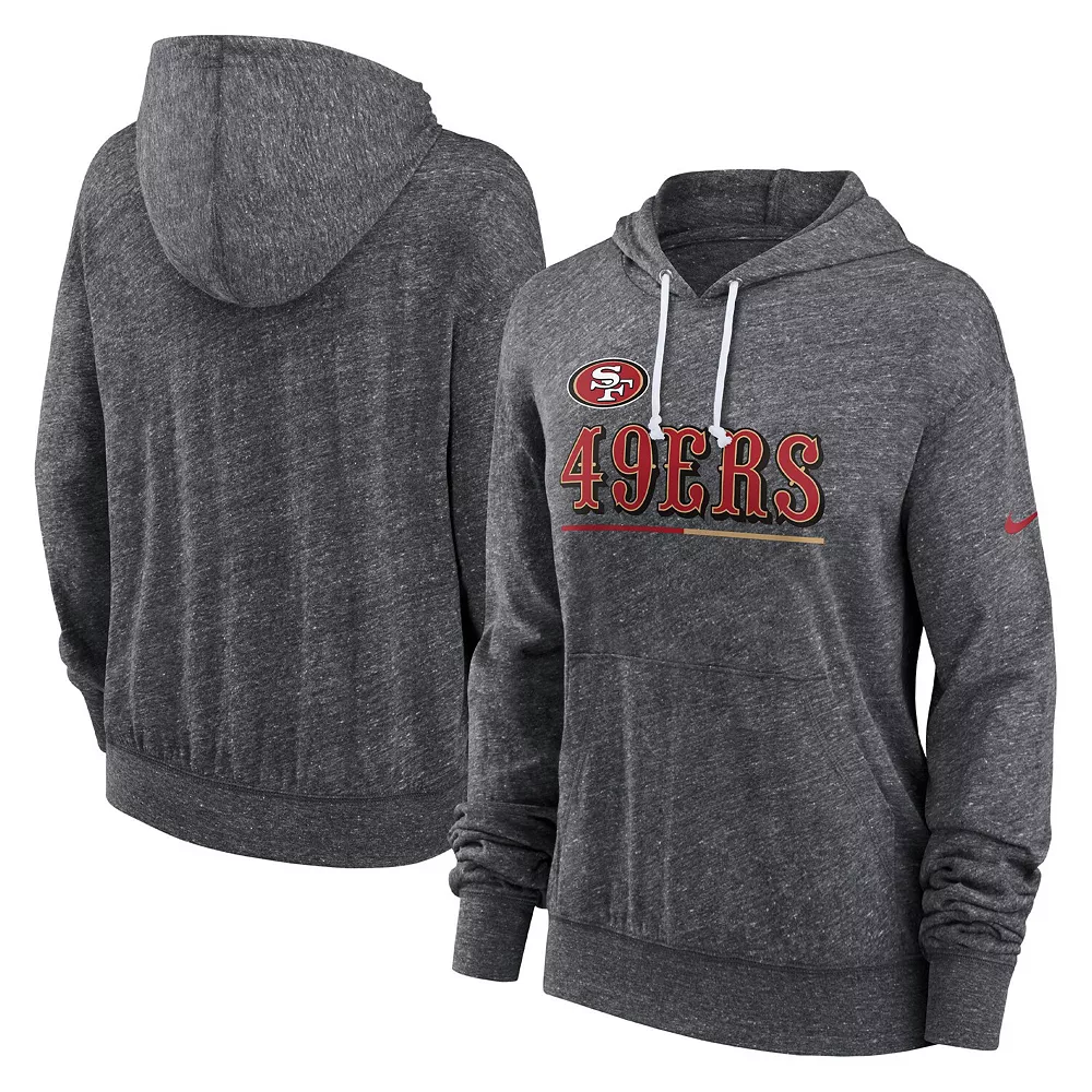 Women's Nike Heathered Charcoal San Francisco 49ers Team Spirit Gym Vintage Performance Pullover Hoodie 1 Women's Nike Heathered Charcoal San Francisco 49ers Team Spirit Gym Vintage Performance Pullover Hoodie