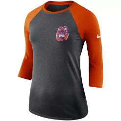 Women's Nike Gray/Orange Clemson Tigers Performance Tri-Blend 3/4-Sleeve Raglan T-Shirt -Nike Clothing store 6218667 ALT2