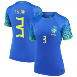 Women's Nike Thiago Silva Blue Brazil National Team 2022/23 Replica Away Jersey