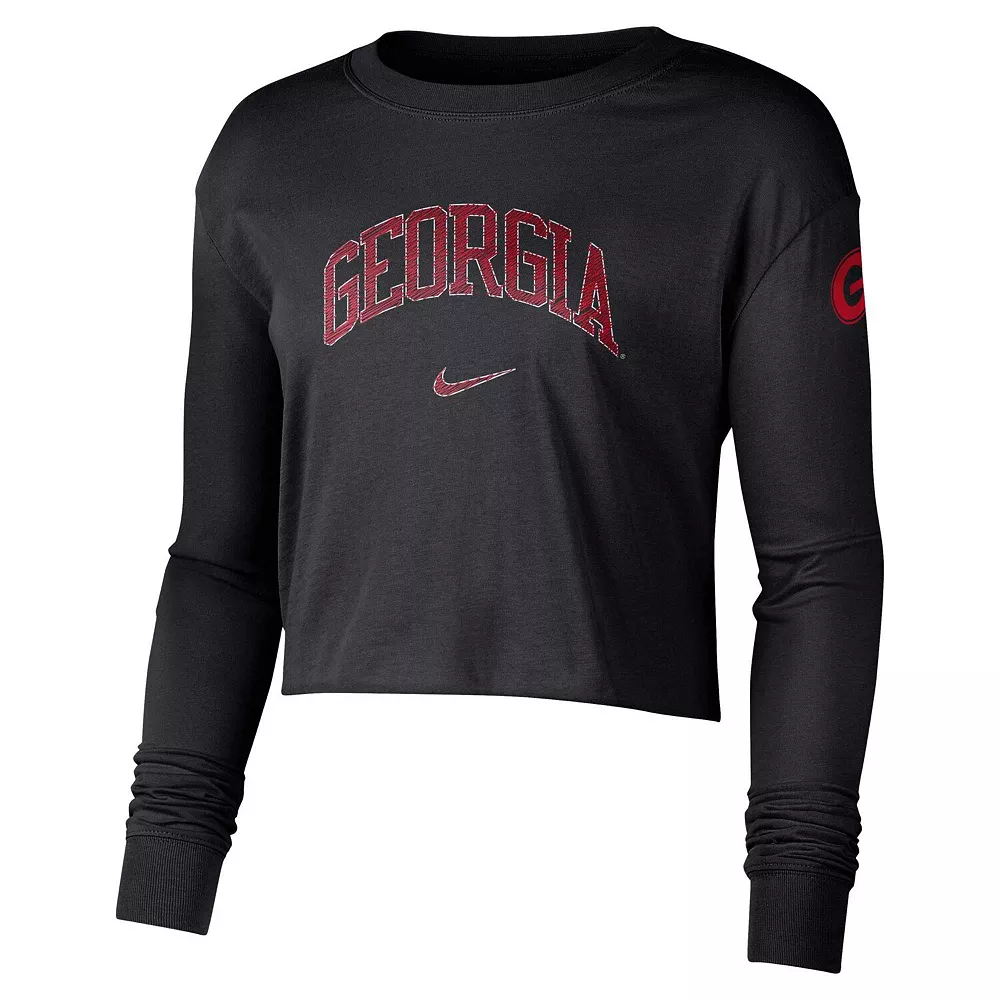 Women's Nike Black Georgia Bulldogs 2-Hit Cropped Long Sleeve Logo T-Shirt 3 Women's Nike Black Georgia Bulldogs 2-Hit Cropped Long Sleeve Logo T-Shirt - Image 3
