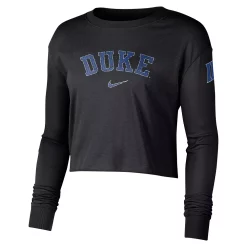 Women's Nike Black Duke Blue Devils 2-Hit Cropped Long Sleeve Logo T-Shirt -Nike Clothing store 6219242 ALT2