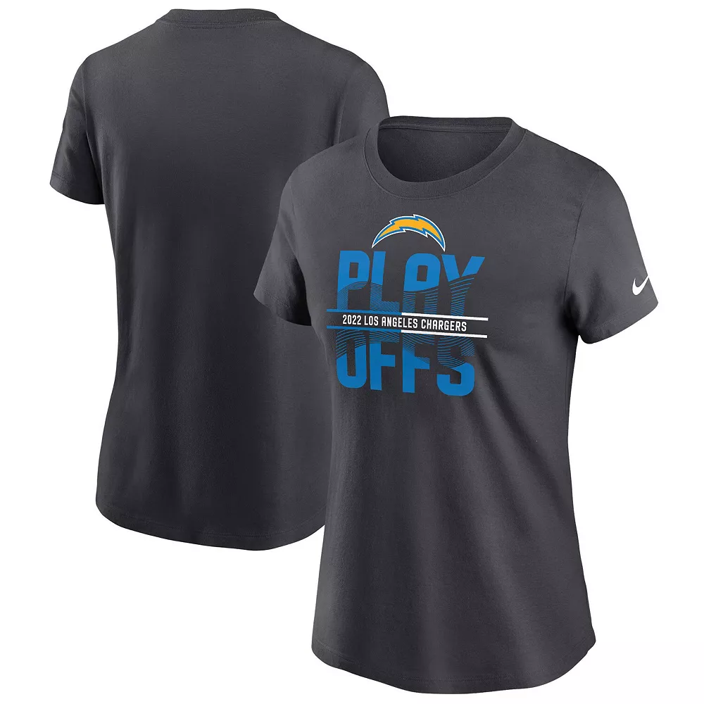 Women's Nike Anthracite Los Angeles Chargers 2022 NFL Playoffs T-Shirt 1 Women's Nike Anthracite Los Angeles Chargers 2022 NFL Playoffs T-Shirt